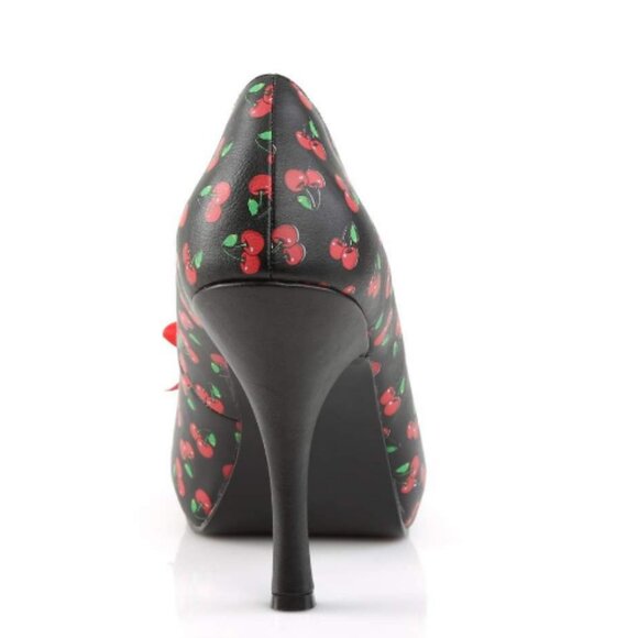 Pleasers PINUP-05 – Black Red Cherry Faux Leather Pleasers Size 11 - Picture 3 of 7
